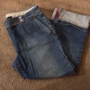 The Limited Dark Blue Straight-Leg Jeans with Cuffed Hem